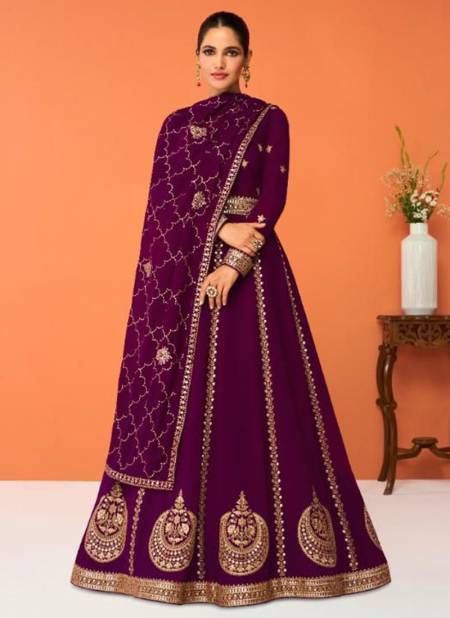Purple Colour Aashirwad Gulkand Exclusive New Latest Designer Festive Wear Georgette Long Anarkali Suit Collection 9312